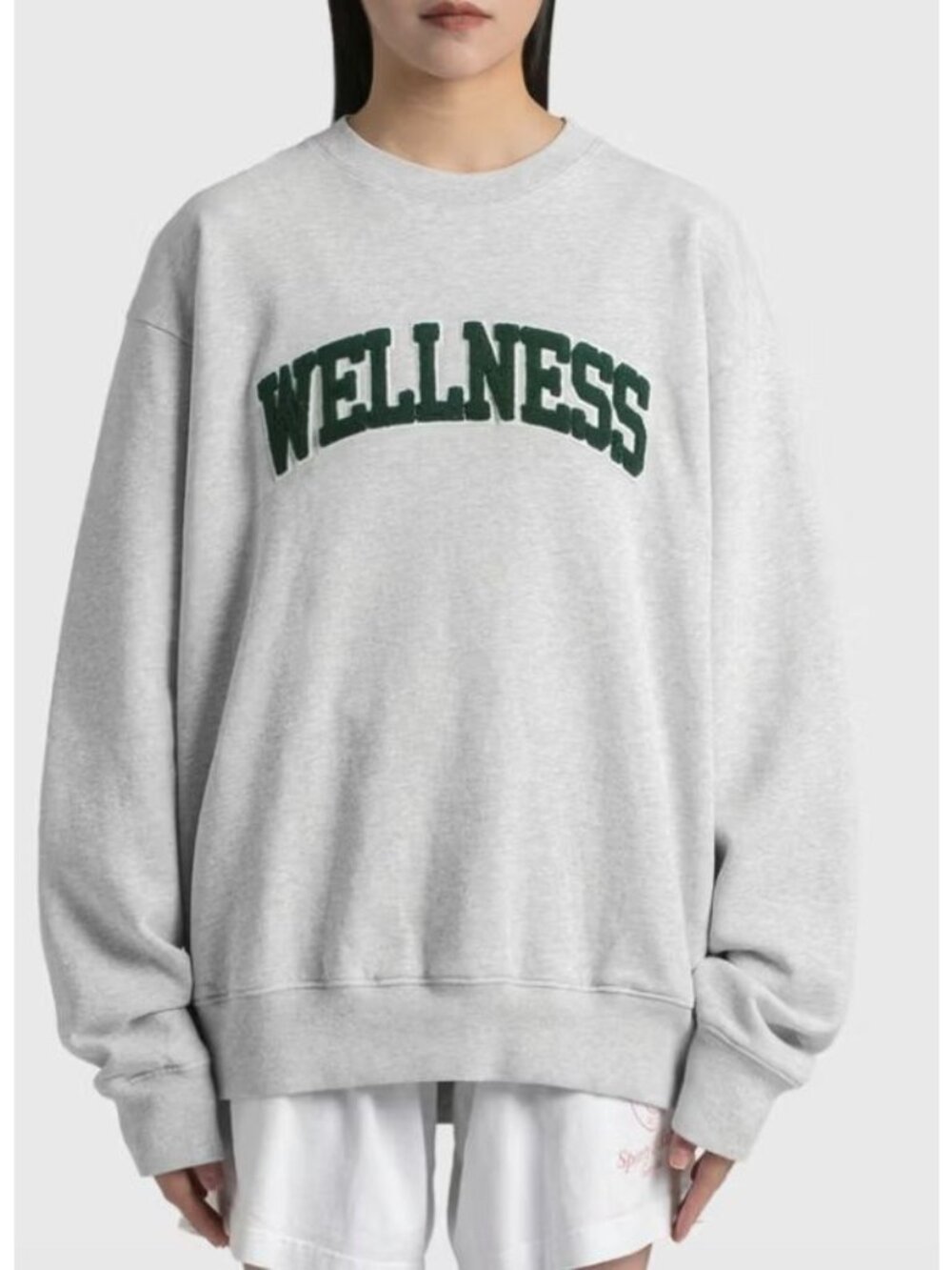 Sporty & Rich Wellness Bouclé Crewneck Sweatshirt Grey Green XS